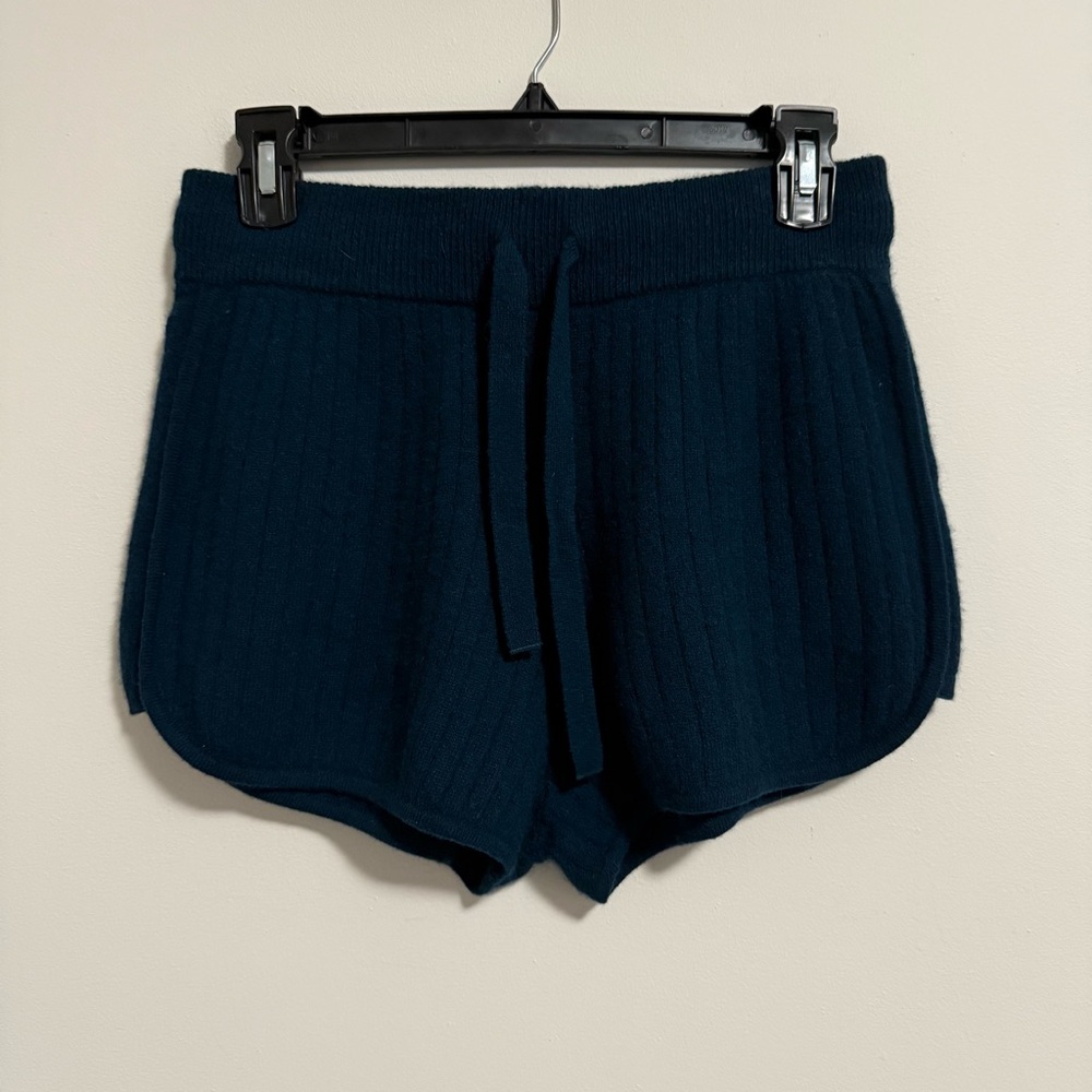Colorush Cashmere Ribbed Knit Shorts Navy Small Womens